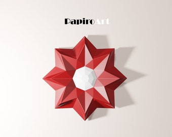 Flor, 3 tamaños, Flor de Papercraft, Flor en la pared, Flor 3D, decoración del hogar, Flor DIY, Papel, Flores, Decoración de pared