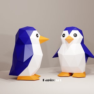 Pinguino carino, pinguino Papercraft, animale 3D, decorazioni per la casa, pinguino fai da te, carta, pinguino