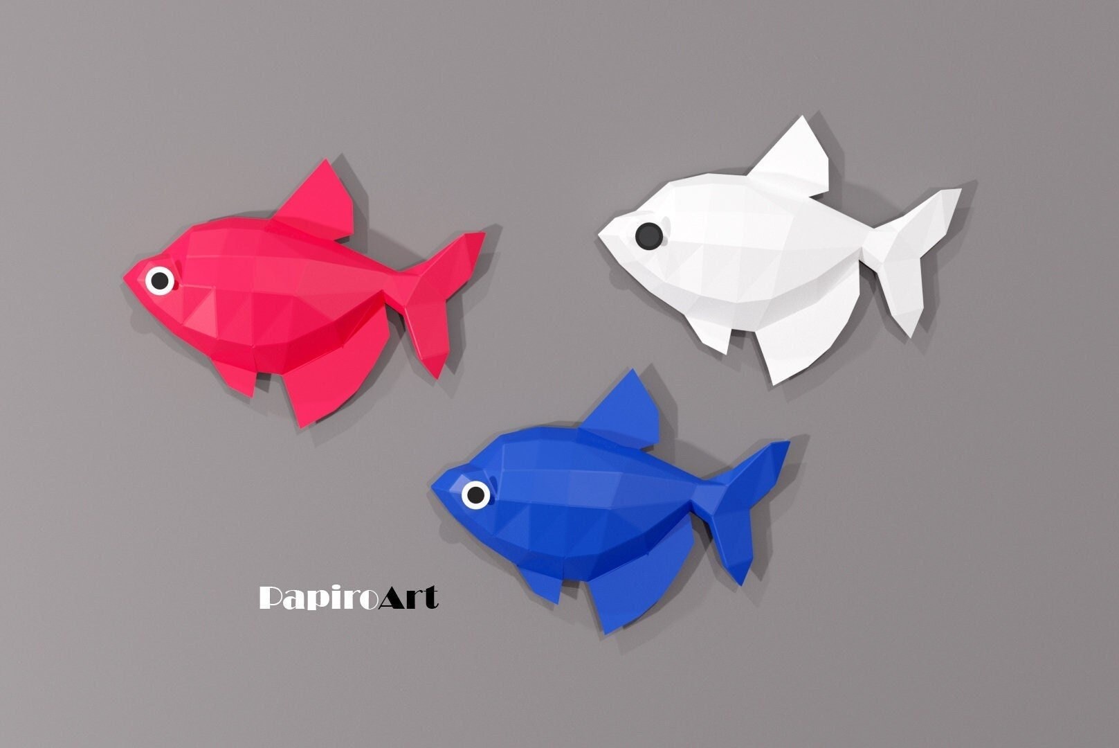 Fish Papercraft Fish on the Wall 2 Size Goldfish 3d Fish Etsy