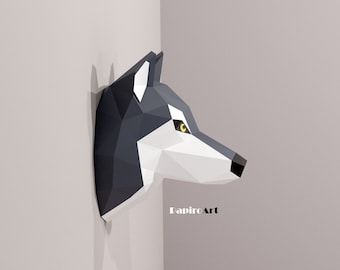 Wolf, Grey wolf, Papercraft Wolf, Wolf head, Low poly, DIY, Paper Wolf, sculpture, pattern wolf head, 3D wolf, Templates, animals