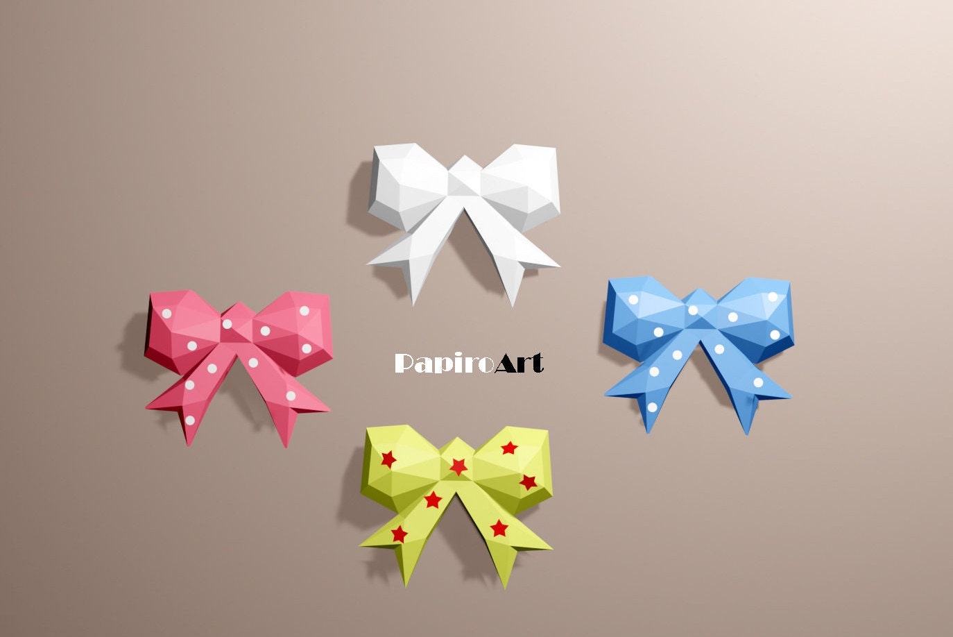 Cute Ribbon, 2 Size, Bow, Papercraft Ribbon, Ribbon on the Wall, 3D ...