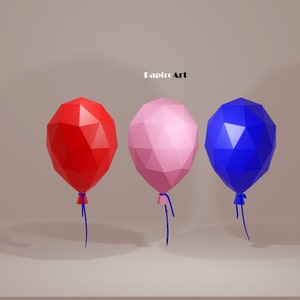 Palloncino papercraft, PDF, SVG, Pallone 3D, fai da te, palloncini