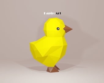 Chick, Chicken, Papercraft Chicken, 3D  animal, home decor, DIY  Chick, Paper
