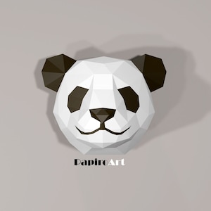 Panda, Papercraft Panda, Panda head, Low poly, DIY, sculpture, pattern panda head, 3D Panda, Templates, animals
