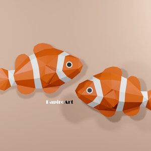 Pez Payaso, Pez Papercraft, Peces 3d, Pecera, Acuario, Peces de papel, Peces para regalo, Plantillas