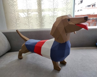 CUTE Dachshund, Papercraft Dog, Paper gift, 3D paper Dog, DIY dog