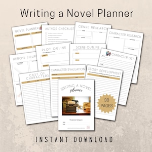 Novel Writing Planner, Novel Writing Template, Writers Planner, Author Printables, Novel Workbook, Writing a Novel, Book Writing Planner