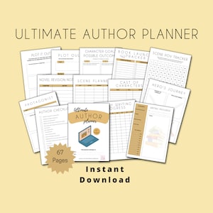 Author Planner, Writers Planner, Author Printable, Novel Writing Template, Nanowrimo, Novel Workbook, Book Writing Template, Novel Planner