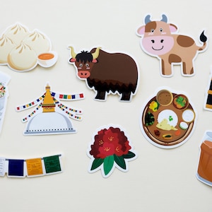 Nepali Culture Stickers | Animal, Food, Culture | Glossy-coated Vinyl