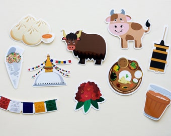 Nepali Culture Stickers | Animal, Food, Culture | Glossy-coated Vinyl