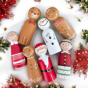 Handmade Christmas Peg Doll Set of 7