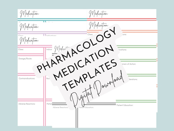 PHARMACOLOGY Medication Template Nursing School Guide Drugs Etsy