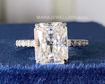 Stralend geslepen moissaniet diamanten verlovingsring 10K/14K/18K gouden beloftering