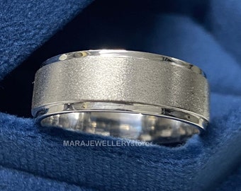 Chamfered Edge, minimalist comfort fit wedding ring band, Brushed centre finish, FREE Resizing 8mm  Free Inside Engraving
