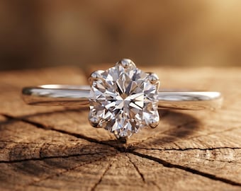 2.0 Carat E Color VVS2 Clarity IGI Certificate Round Brilliant IDEAL Lab Grown Diamond Solitaire Engagement Ring, Tulip Prong 18k White Gold