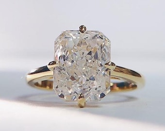 Radiant Cut Moissanite Engagement Ring, Radiant Cut Engagement Ring, Radiant Cut Solitaire, 5.00ct Radiant Cut, Solitaire Engagement Ring