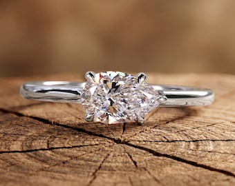 Lab Grown Diamond Ring 0.80 Carat Pear Shaped Engagement Ring, 18k White Gold Ring, Solitaire IGI Certified Diamond Wedding Anniversary ring