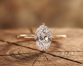 Oval Lab Grown Diamond Engagement Ring Solitaire Wedding Ring 1st Anniversary Ring Simple Diamond Ring for Proposal Oval Brilliant Diamond