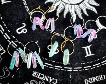 Angel Aura Quartz hoop earrings