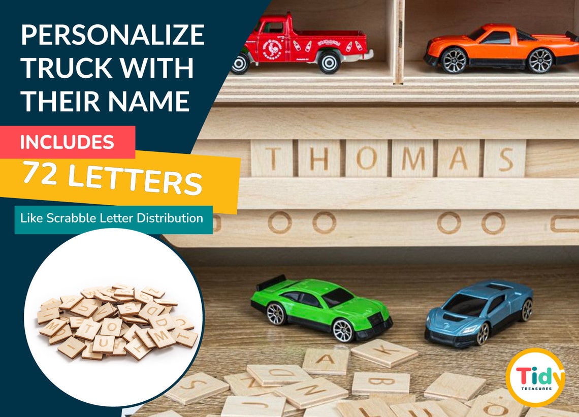 Wood Toy Car Storage Organizer Holds 48 Diecast Cars Etsy