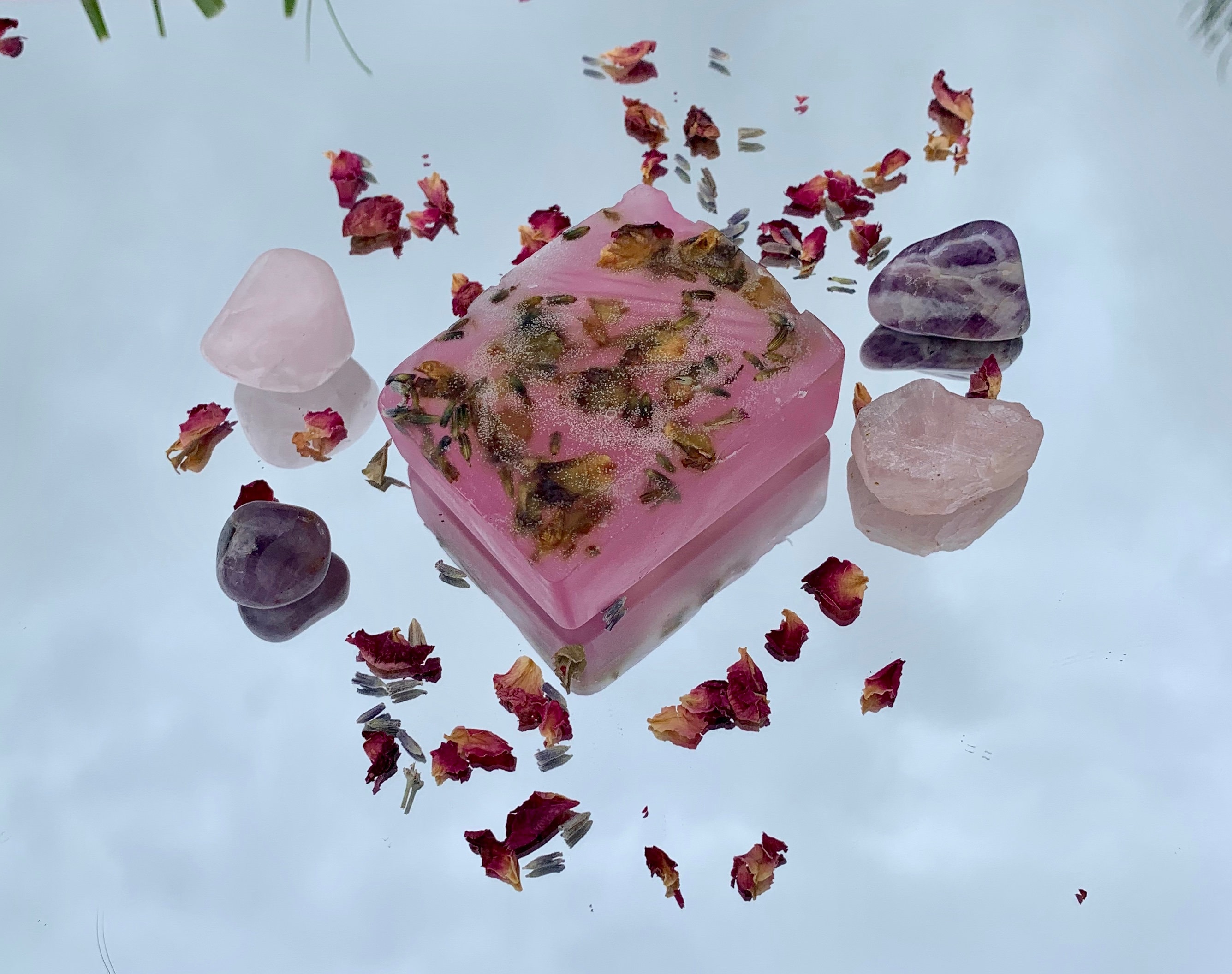 Rose scented glycerin bar soap with rose petals and lavender Etsy