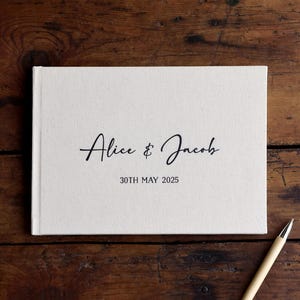 Personalised Wedding Guest Book | Linen Wedding Guestbook | Couple Names Keepsake | Custom Engagement Gift | Newlywed Wedding Reception Book