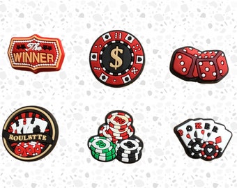 Poker Game Crocs Charms - Cards Casino Jibbitz for Clogs | Casino-Themed Footwear Accessories for Card Game Enthusiasts