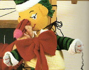 PDF Instant Download Vintage TV Show Mr Squiggle Character Cute Soft Toy - 50 cms Tall - 8 Ply - Great Gift For Kids Knitting Pattern