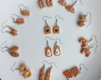 Novelty Cute Bread earrings / baguette / French stick / croissant / egg custard / waffle Gift for Her