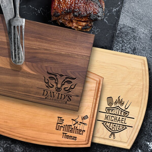 Mens Gifts for Him - Personalized Cutting Board - Birthday Gifts for Him - BBQ & Grilling Accessories - Dad Gifts, Husband, Brother Gifts