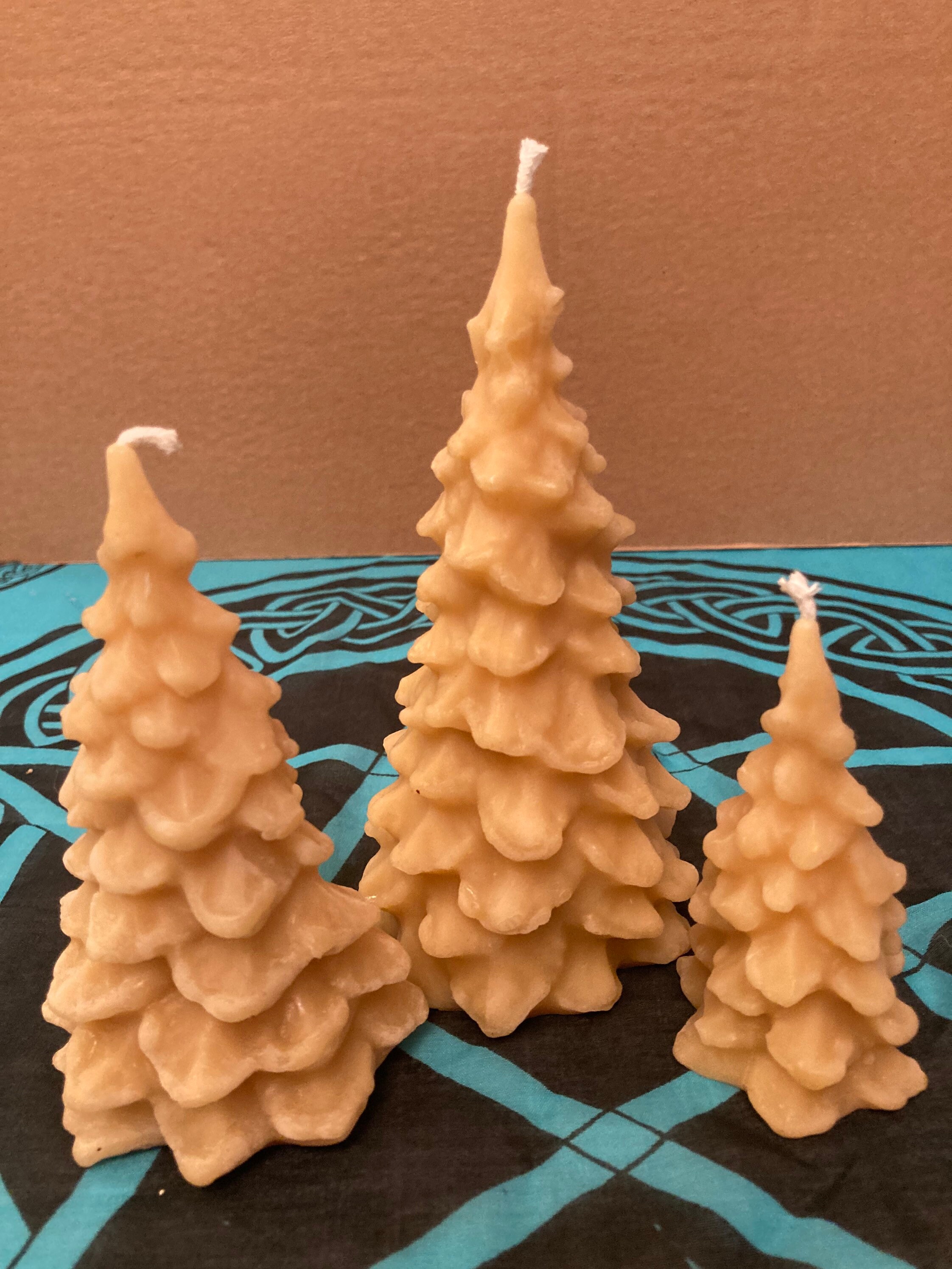 Christmas Tree Beeswax Candles Set of 3 Etsy