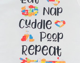 Eat Nap Cuddle Poop Repeat Onesie, baby onesie, cute gift for baby, baby shower gift, gift for baby, bodysuit, creeper, snapsuit, sleep suit
