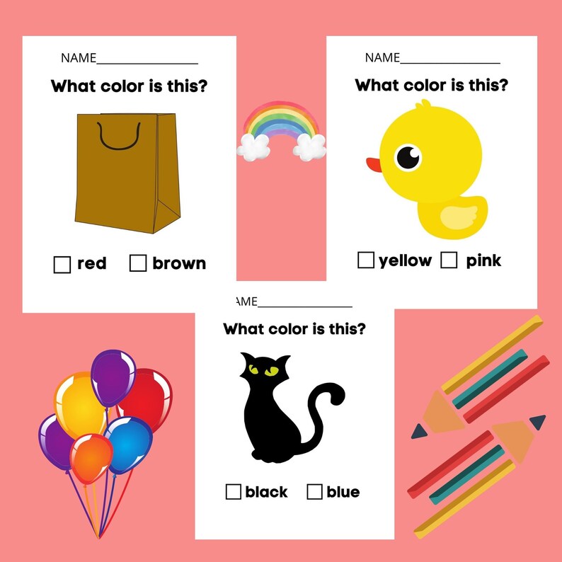 Use Color Words Worksheet for Kids - Etsy