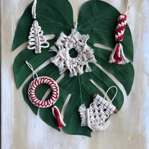 Macrame Christmas Tree Ornaments Decorations Set of 5