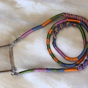Green Orange Lilac Shiny Satin Wrapped Yarn Mobile Phone Lanyard Cord Straps