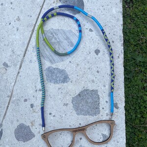 Eyeglass Strap Glasses Chain, Handmade Sunglass Strap, Multicolor Eyeglass Lanyard, Unisex Glasses Holder Blue Green Grey