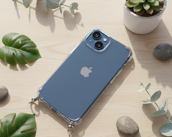 Clear iPhone Case with Strap Loops – Crossbody Phone Case, Lanyard & Chain Compatible
