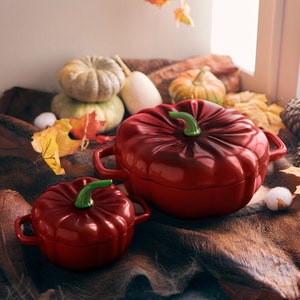 Pumpkin Biogranit Flower Pot, Cast iron pot (Red)