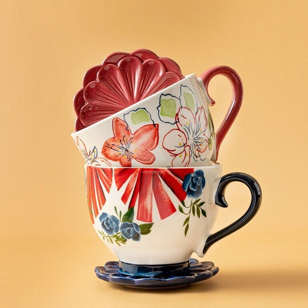 Big Flower Porcelain Mug 500 Ml, Mug, SHİPPİNG DİSCOUNT!!!