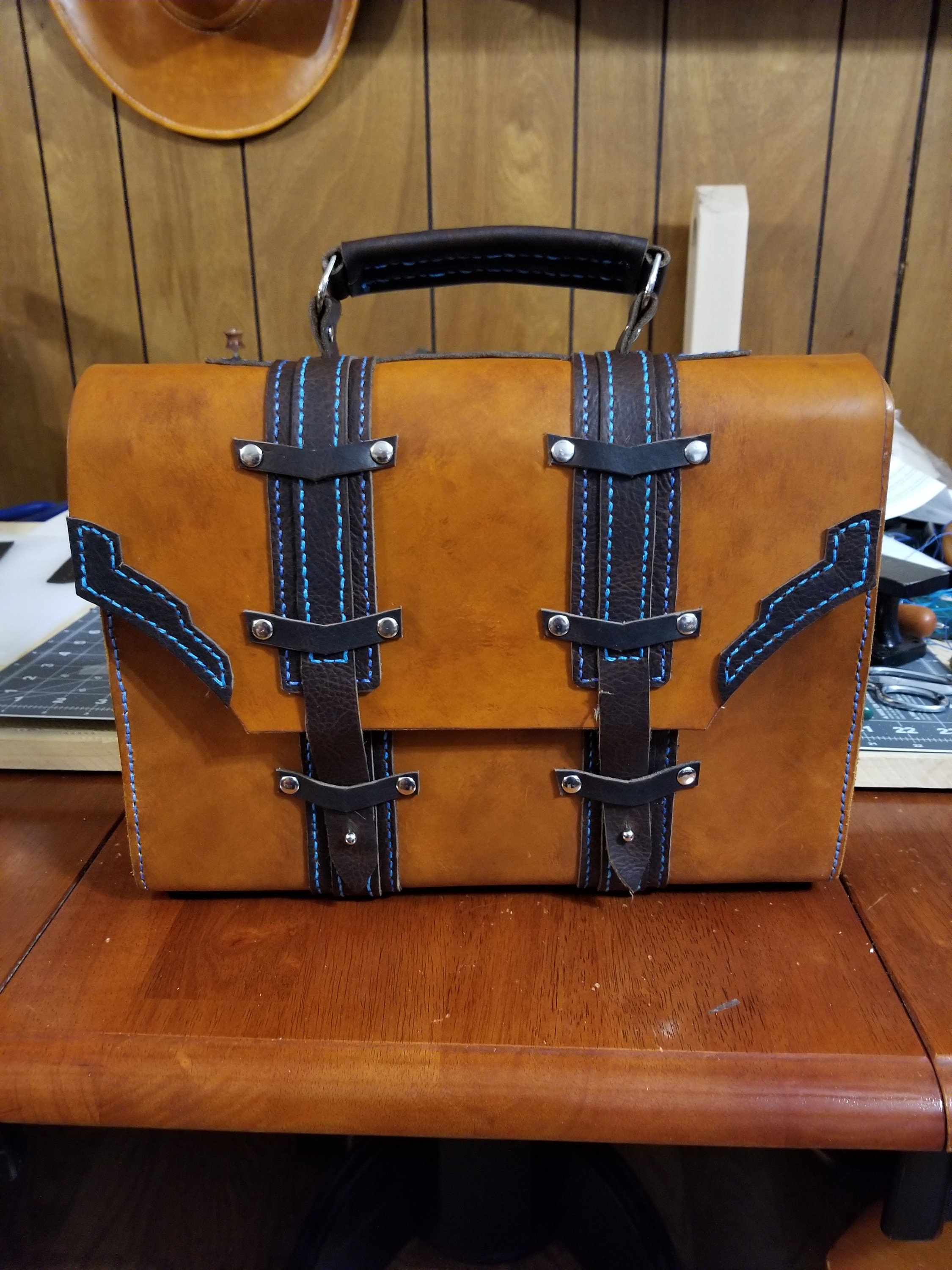 Small handmade leather briefcase Etsy