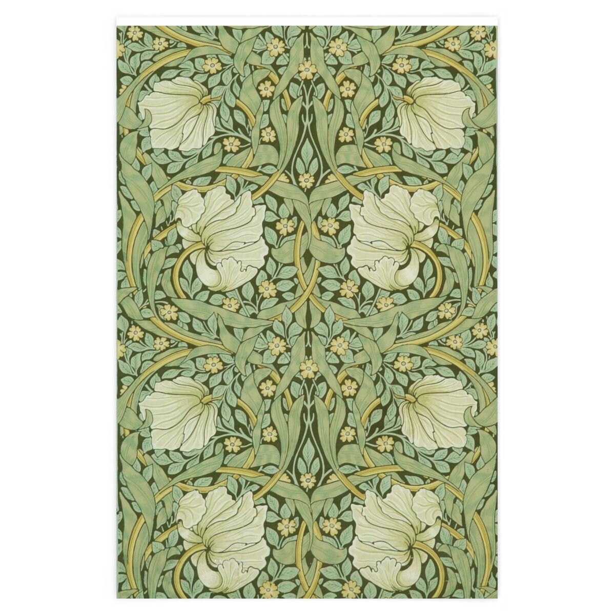 William Morris Wrapping Paper With Pimpernel Print Green Gift Etsy