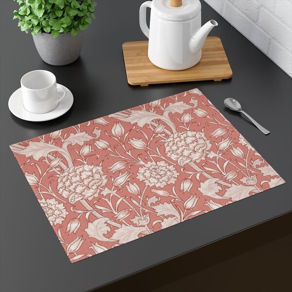 Red Floral Placemat Etsy