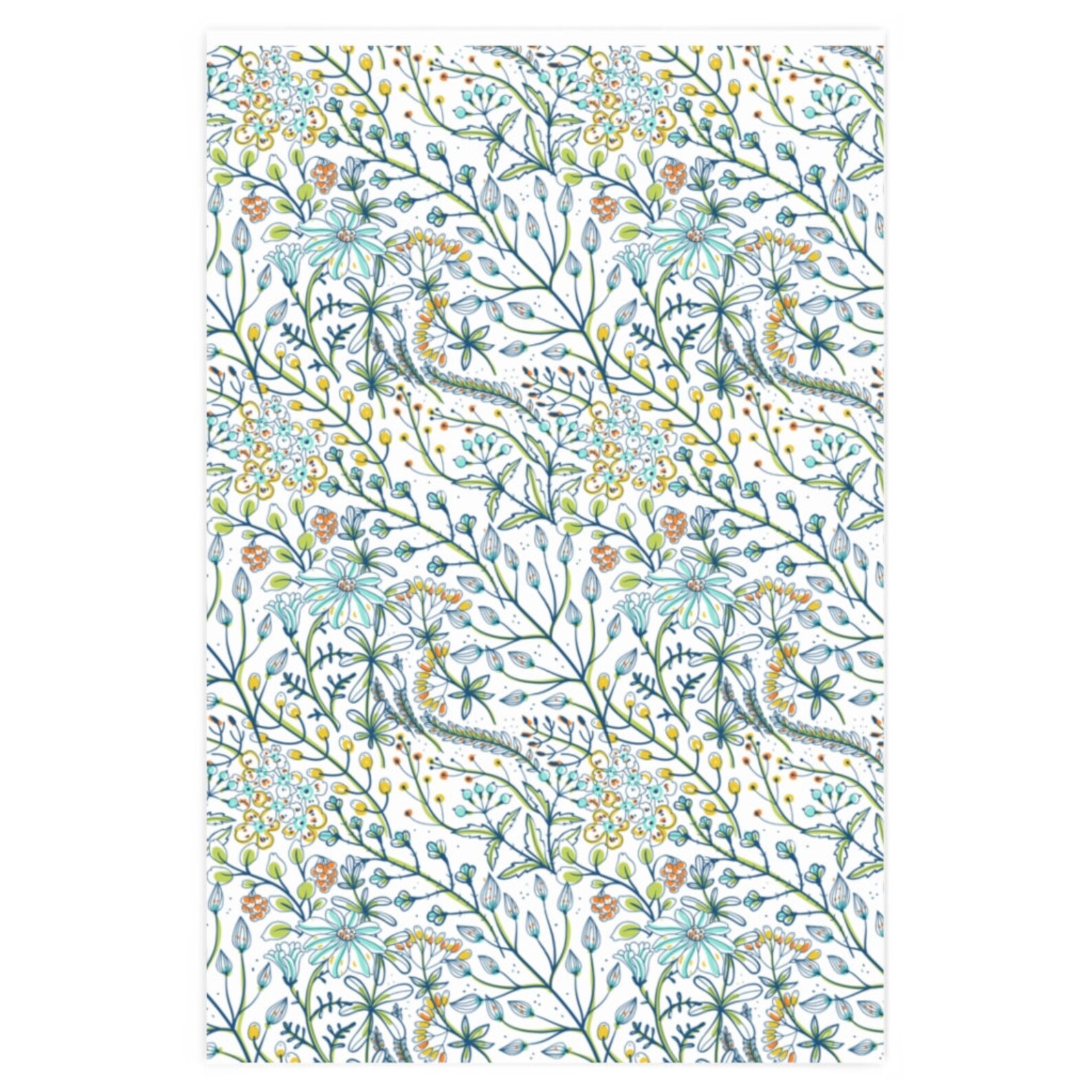 Floral Wrapping Paper, Botanical Flowers Wrapping Paper, Botanical