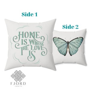 White Square Pillowcase In Linen Look, High Quality Recycled Polyester Mint Print Cushion Cover