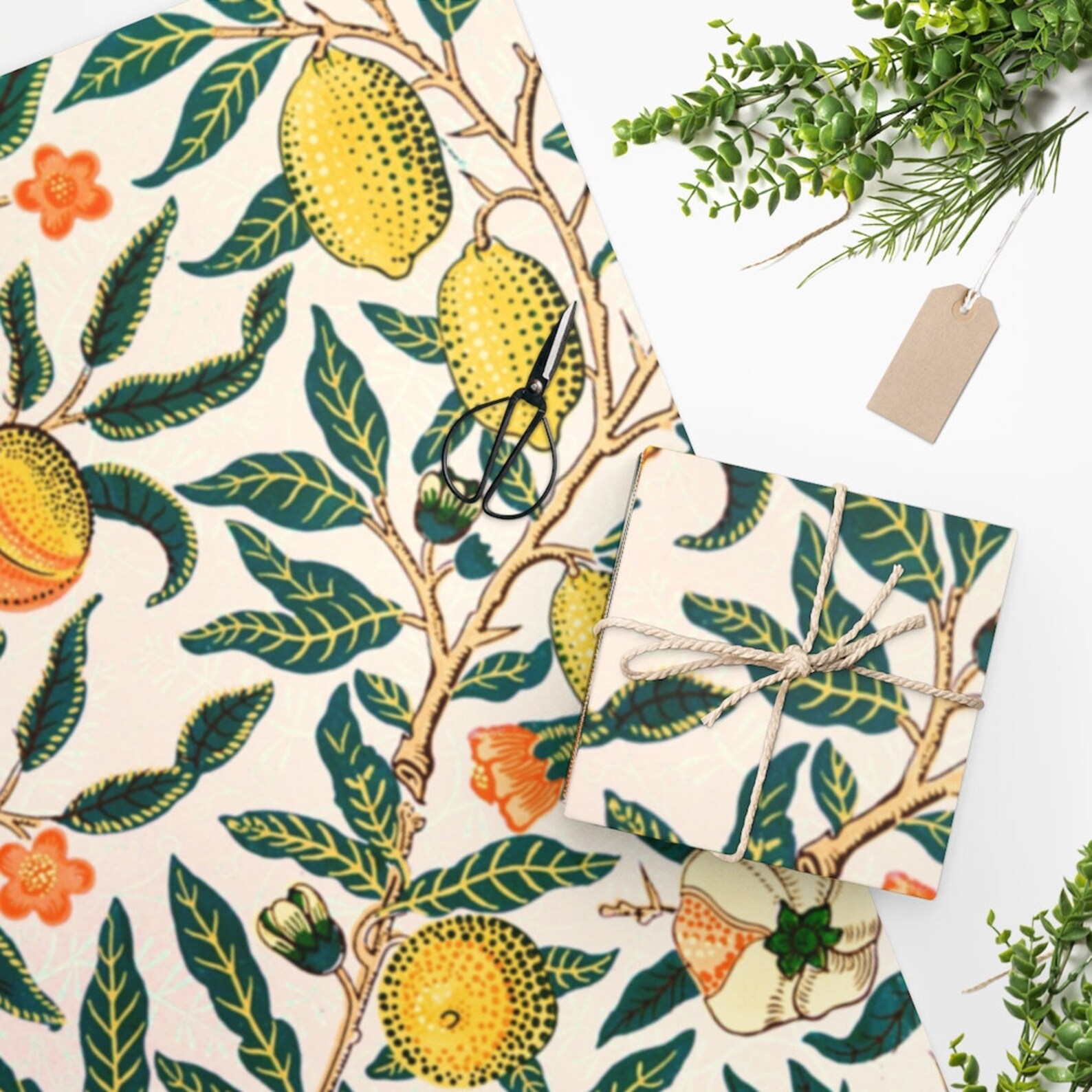 Lemon William Morris Wrapping Paper Unisex Wrapping Paper Etsy