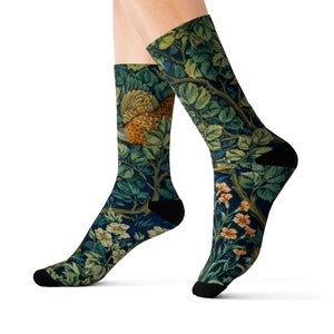 William Morris Socks, William Morris Print Sublimation Socks, Floral Print Socks