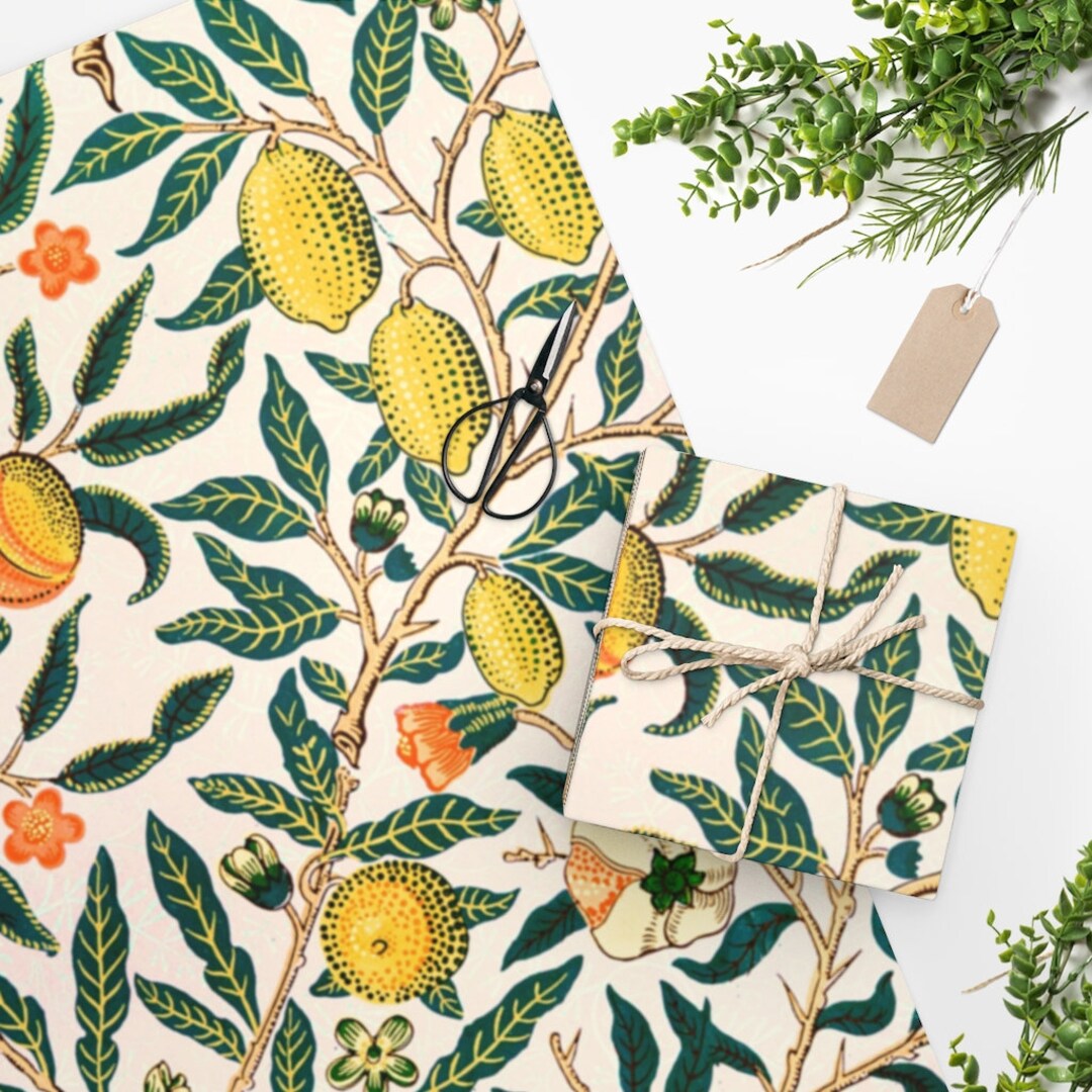 Lemon William Morris Wrapping Paper Unisex Wrapping Paper Etsy
