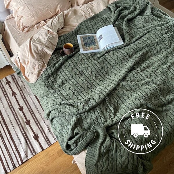 Cable Knit Blanket Etsy