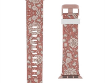 Coral Red Elegant Watch Band for Apple Watch,  William Morris Print Apple Watch Accessories