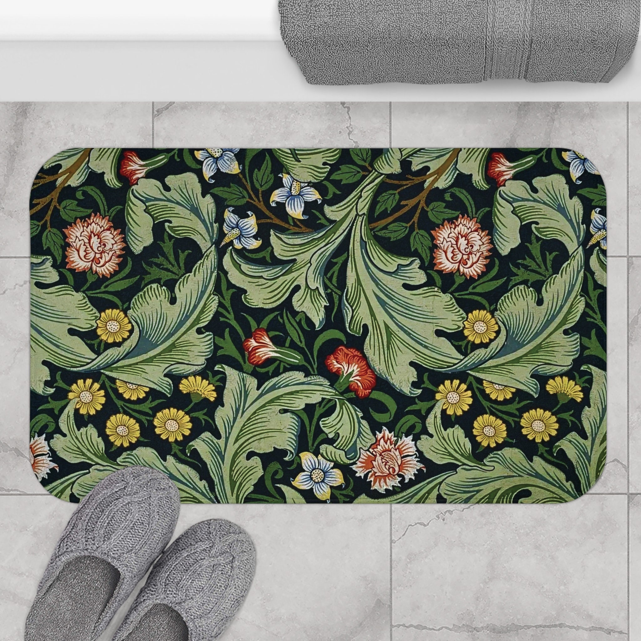 Flower Bathroom Mat - Leathaire - Polyester - Rubber - 4 Colors - ApolloBox